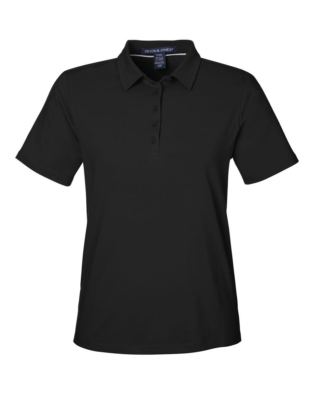 Front View of Black Women's Raleigh Stretch Polo - DG120W