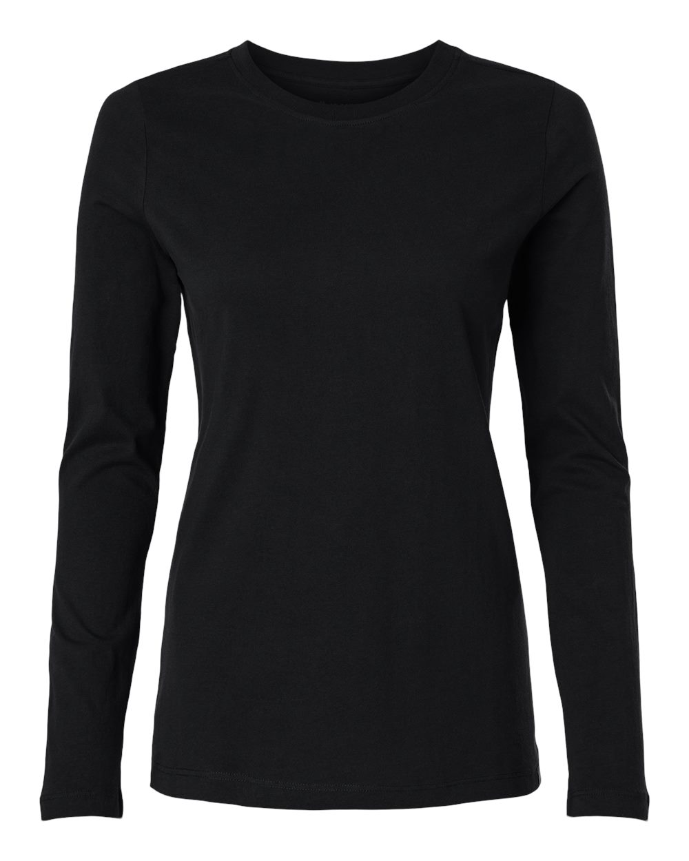 Front View of Black Women's RegenX Cotton Underscrub Long Sleeve T-Shirt - W30002U