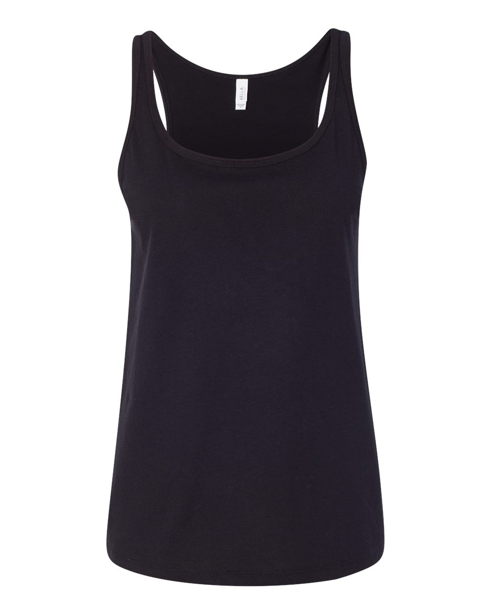 Front View of Black Women’s Relaxed Jersey Tank - 6488