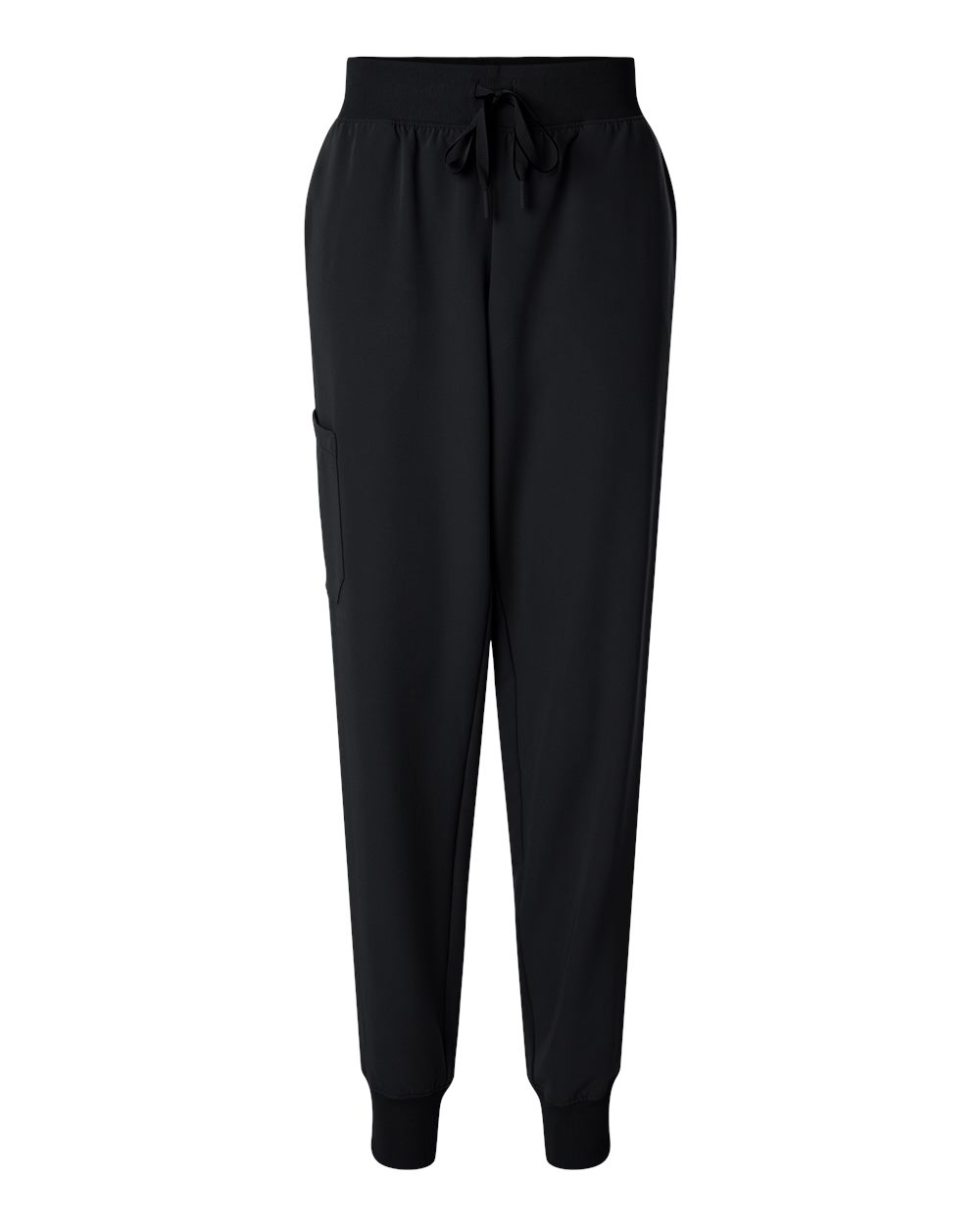 Front View of Black Women's Silex Knit-Waist Scrub Joggers - Petite Sizes - W20003P