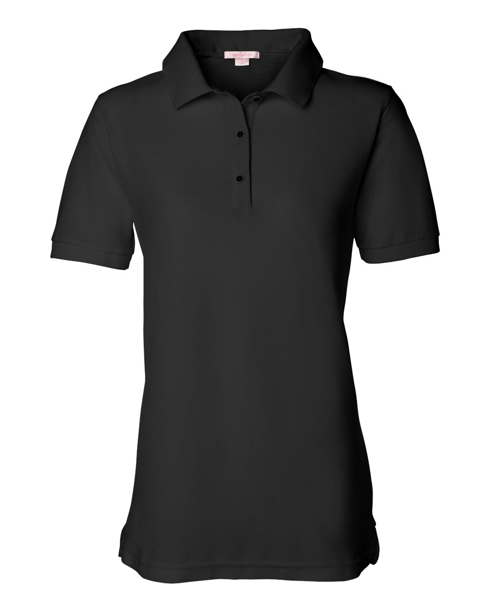 Front View of Black Women's Silky Smooth Piqué Polo - 5500