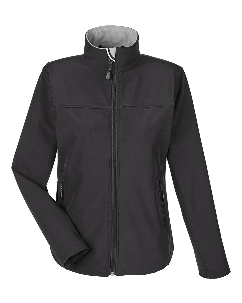 Front View of Black Women's Soft Shell Jacket - D995W