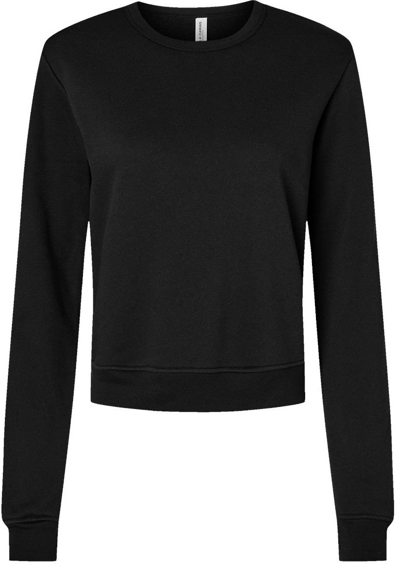 Front View of Black Women's Sponge Fleece Classic Crewneck Sweatshirt - 7511