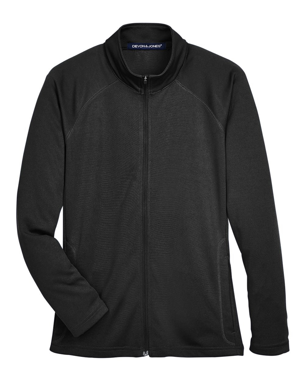 Front View of Black Women's Stretch Tech-Shell® Compass Full-Zip Jacket - DG420W