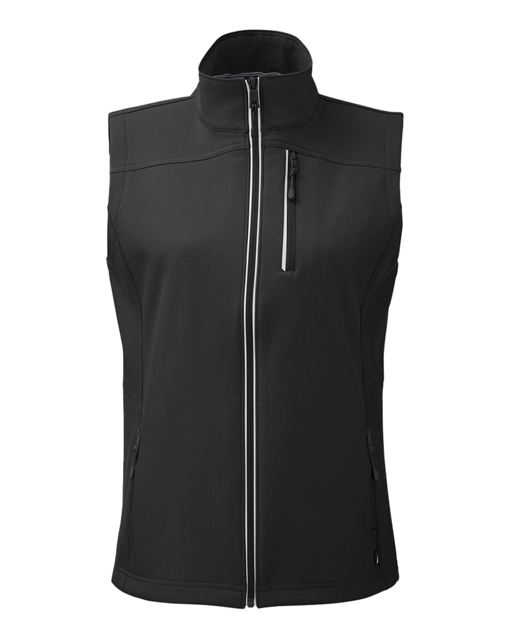 Front View of Black Women's Wavestorm Soft Shell Vest - N17908