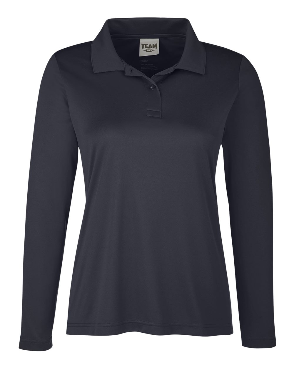 Front View of Black Women's Zone Performance Long Sleeve Polo - TT51LW