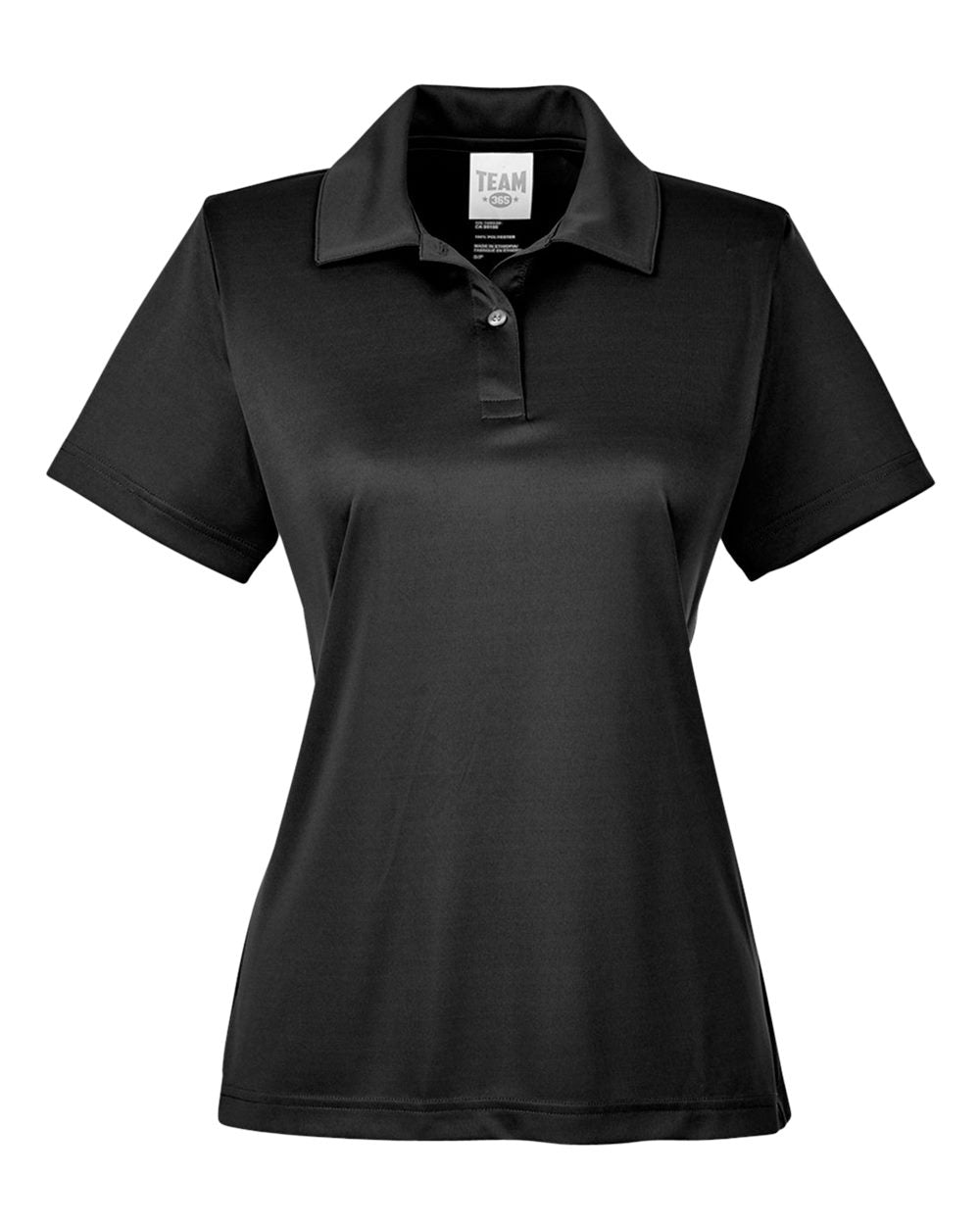 Front View of Black Women's Zone Performance Polo - TT51W