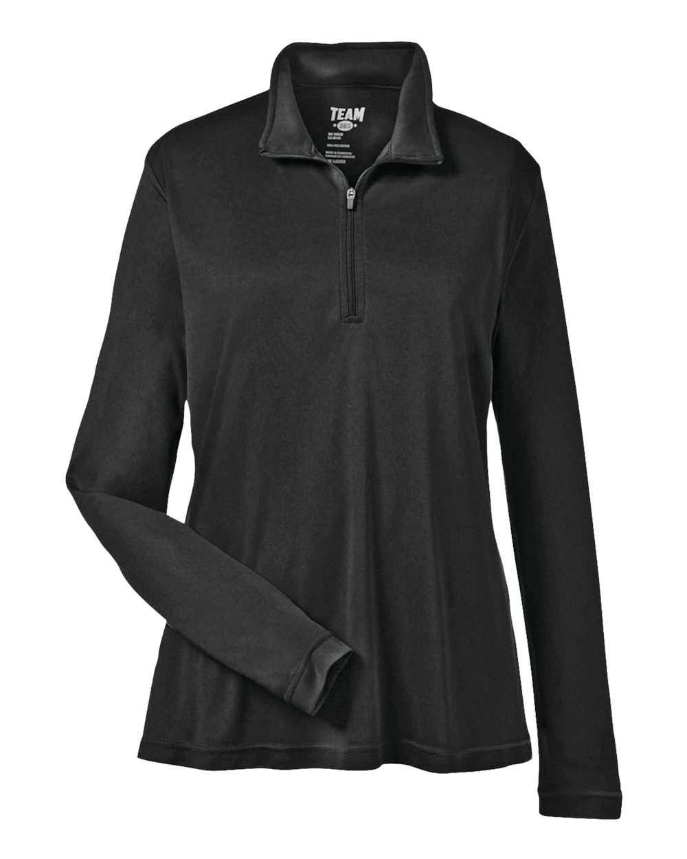 Front View of Black Women's Zone Performance Quarter-Zip Pullover - TT31W