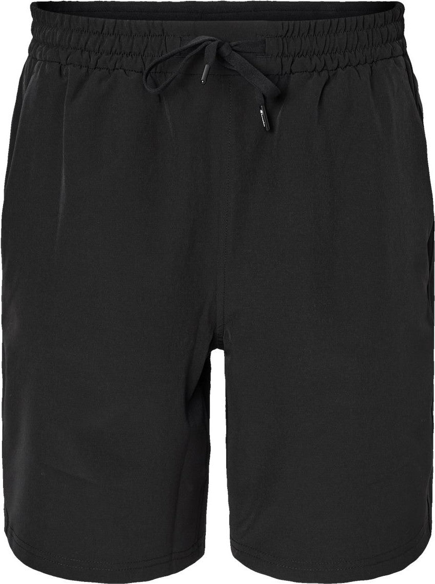 Front View of Black Woven City Sport Shorts - CHP150