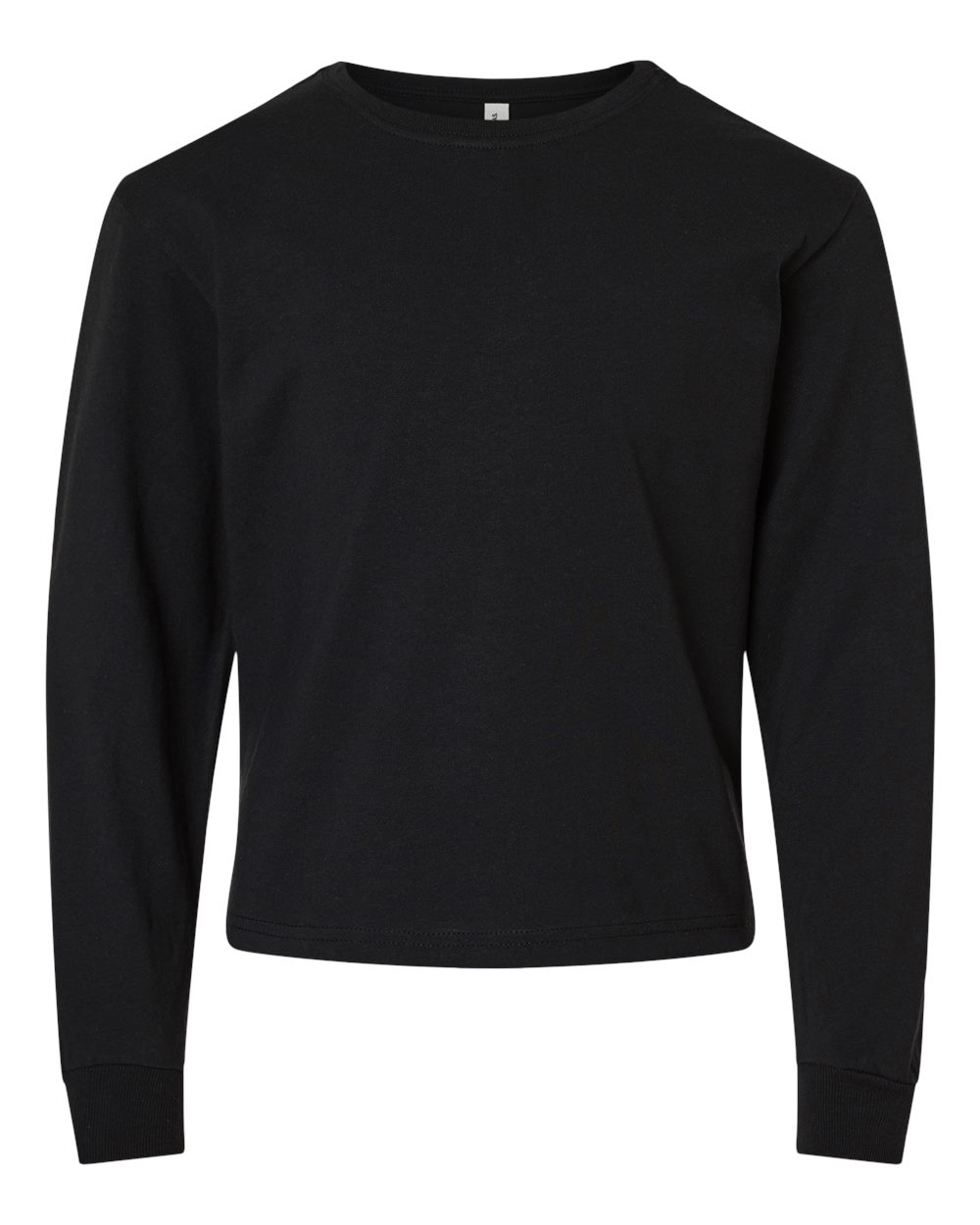 Front View of Black Youth 6oz. Heavyweight Long Sleeve Tee - 3511Y