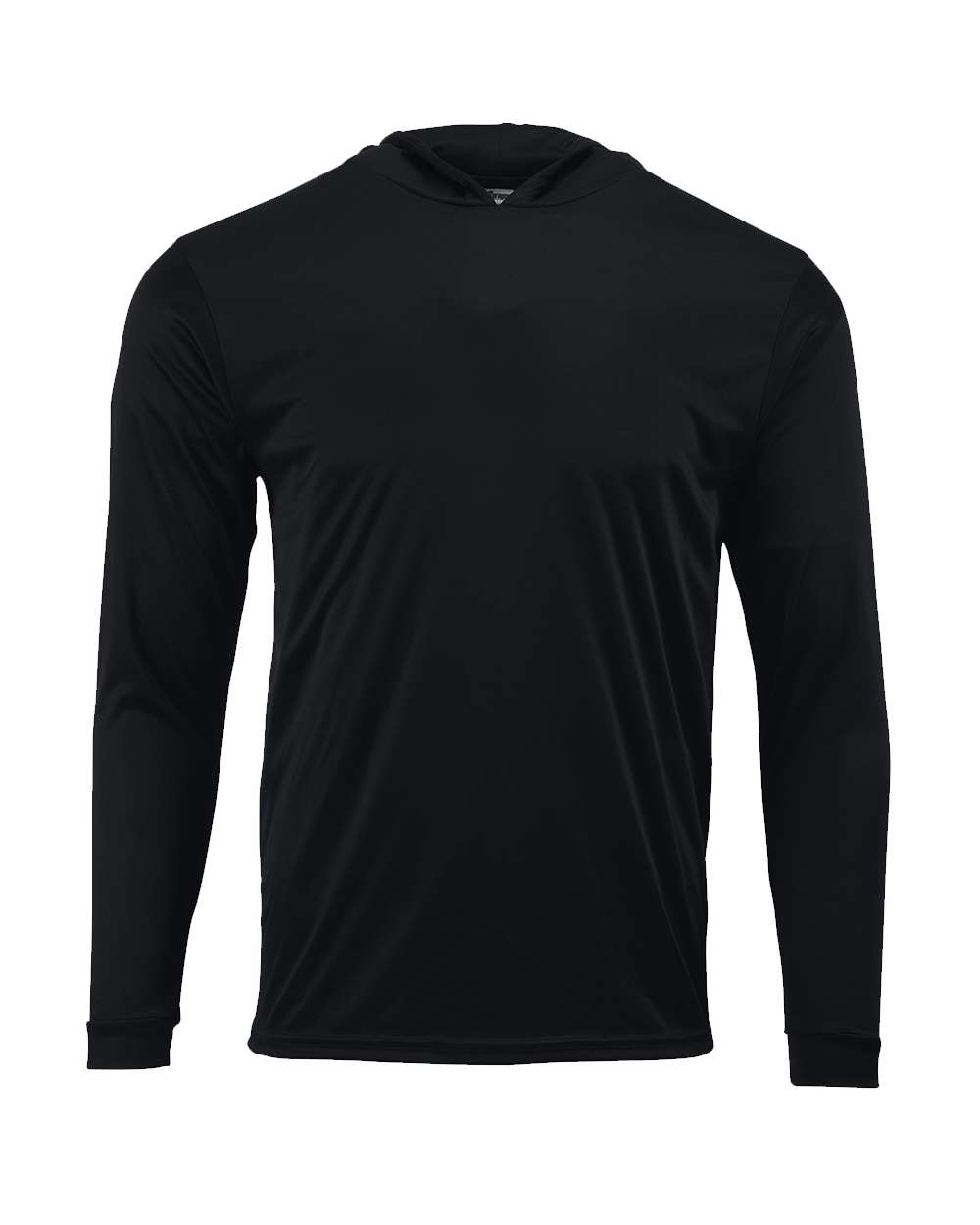 Front View of Black Youth Bahama Performance Hooded Long Sleeve T-Shirt - 221Y