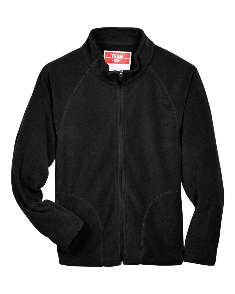 Front View of Black Youth Campus Microfleece Jacket - TT90Y