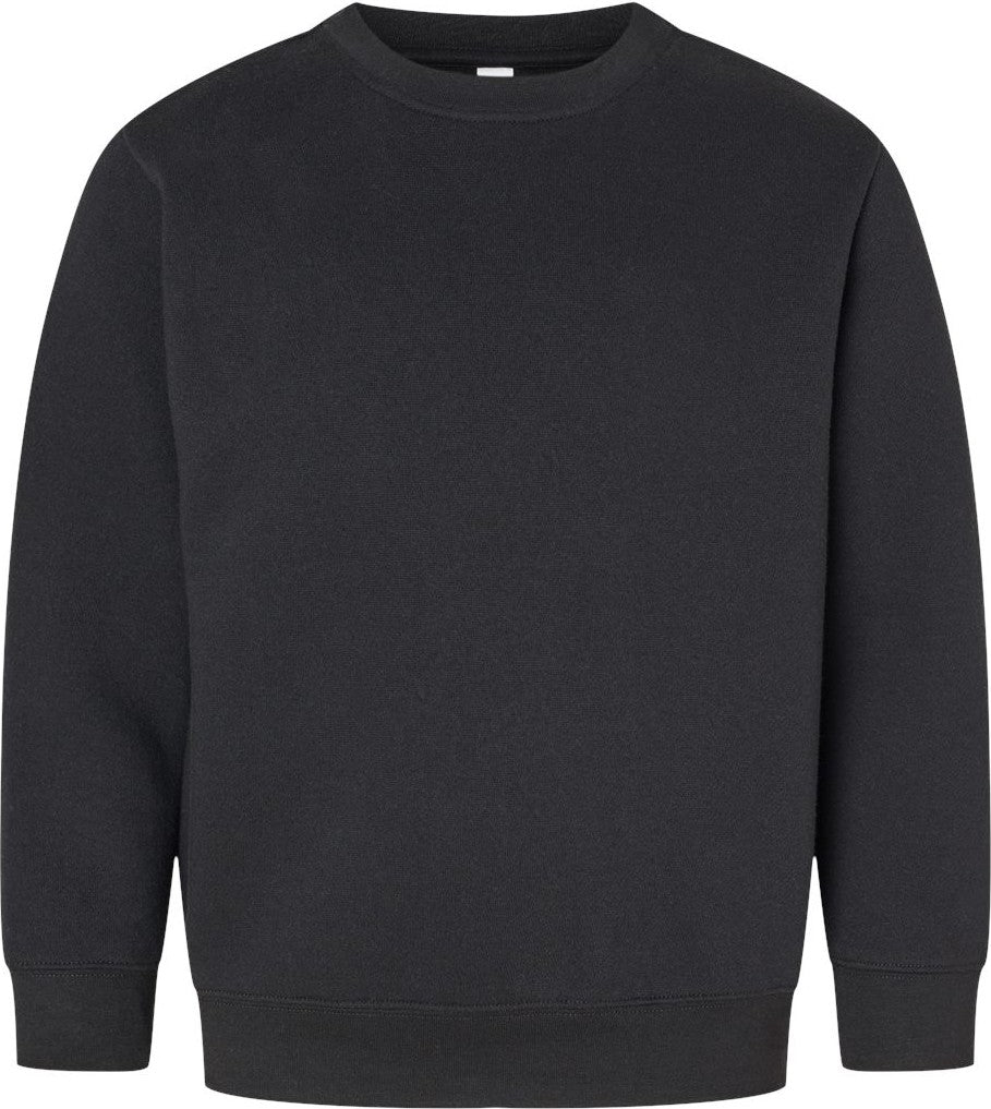 Front View of Black Youth Elevated Fleece Crewneck Sweatshirt - 2225
