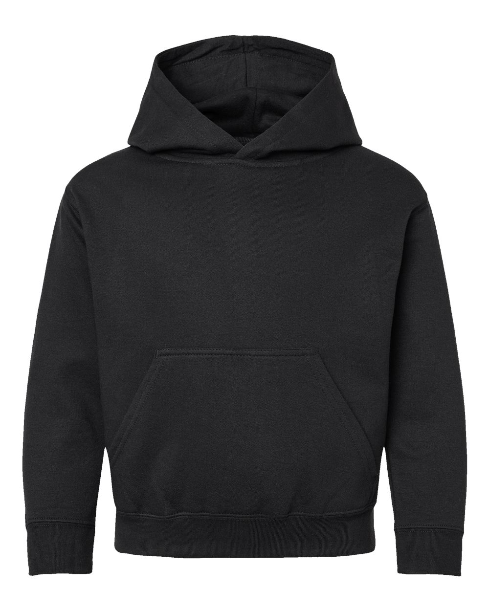 Front View of Black Youth Fleece Hoodie - 2296