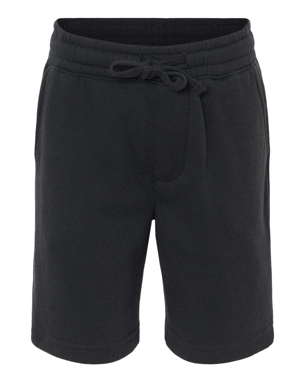 Front View of Black Youth Lightweight Special Blend Fleece Shorts - PRM16SRT