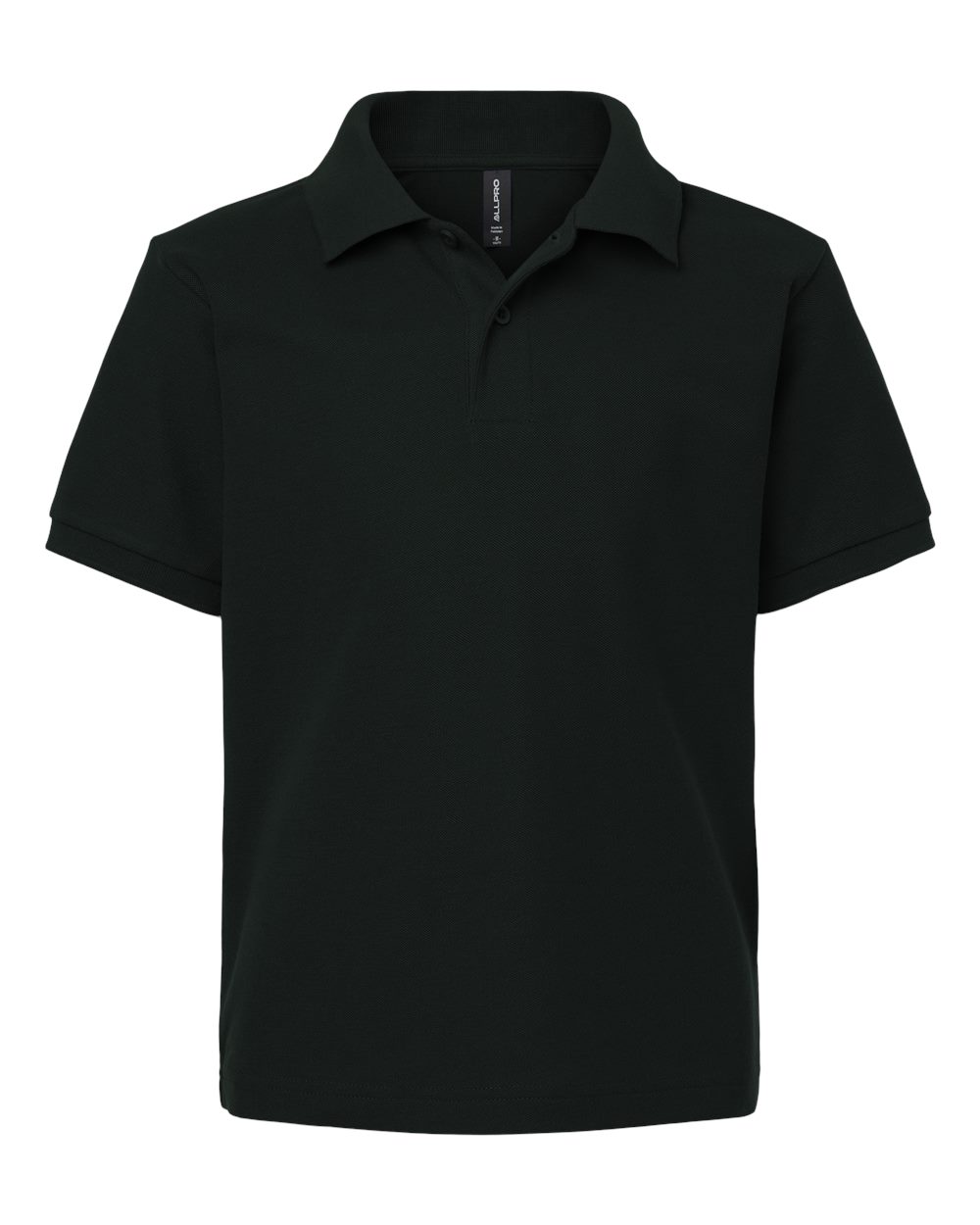 Front View of Black Youth Pique Polo - 62800Y