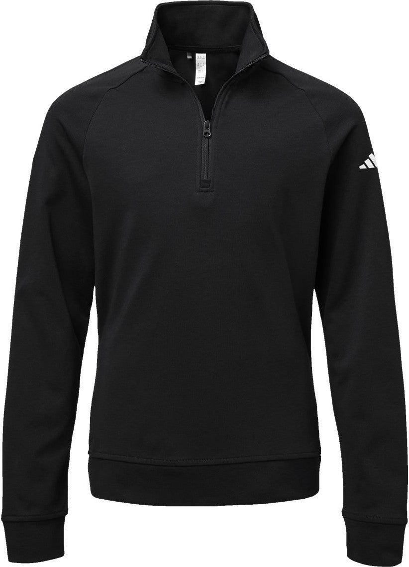 Front View of Black Youth Quarter-Zip Pullover - A4001