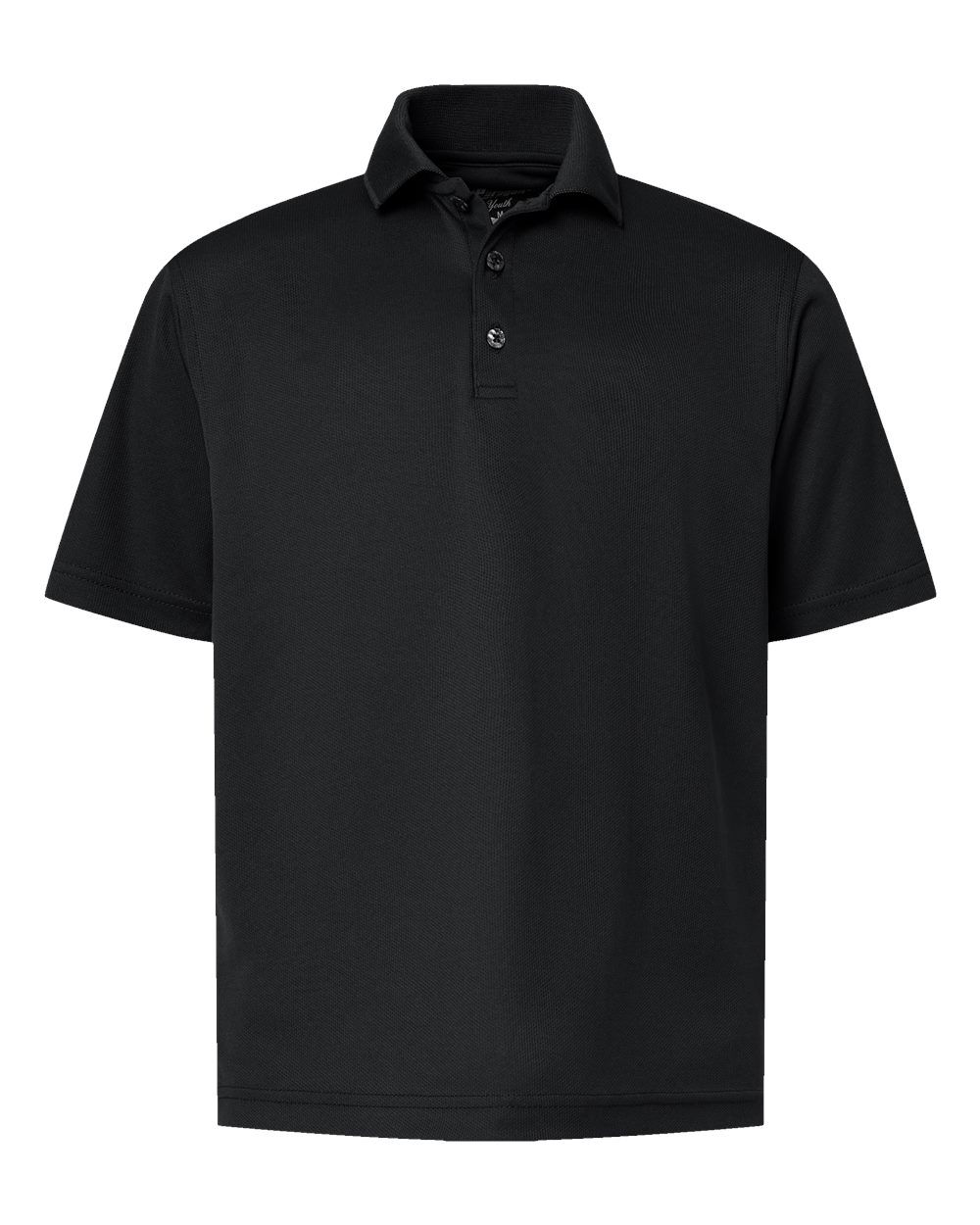 Front View of Black Youth Saratoga Performance Mini Mesh Polo - 108Y