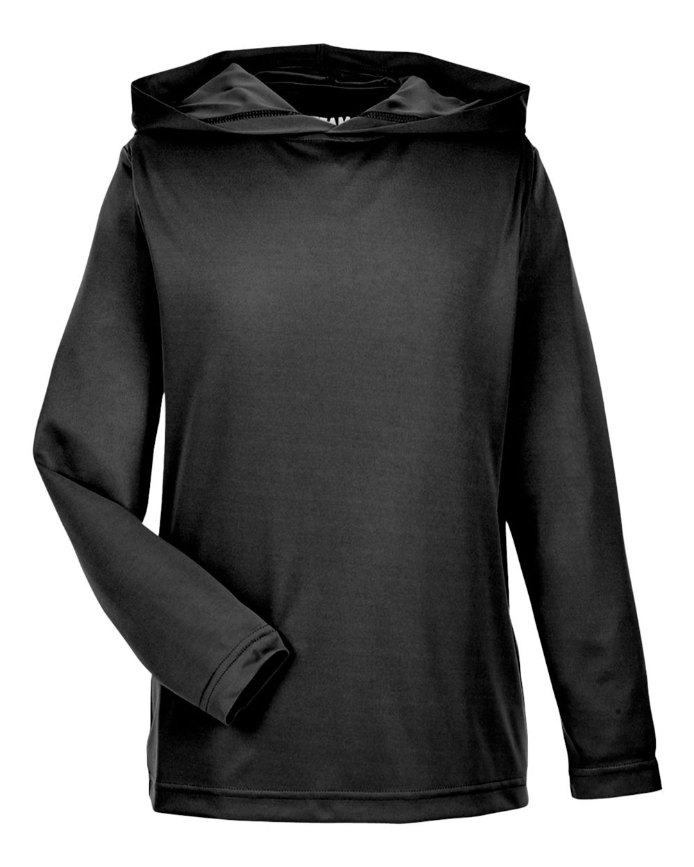 Front View of Black Youth Zone Performance Hooded T-Shirt - TT41Y