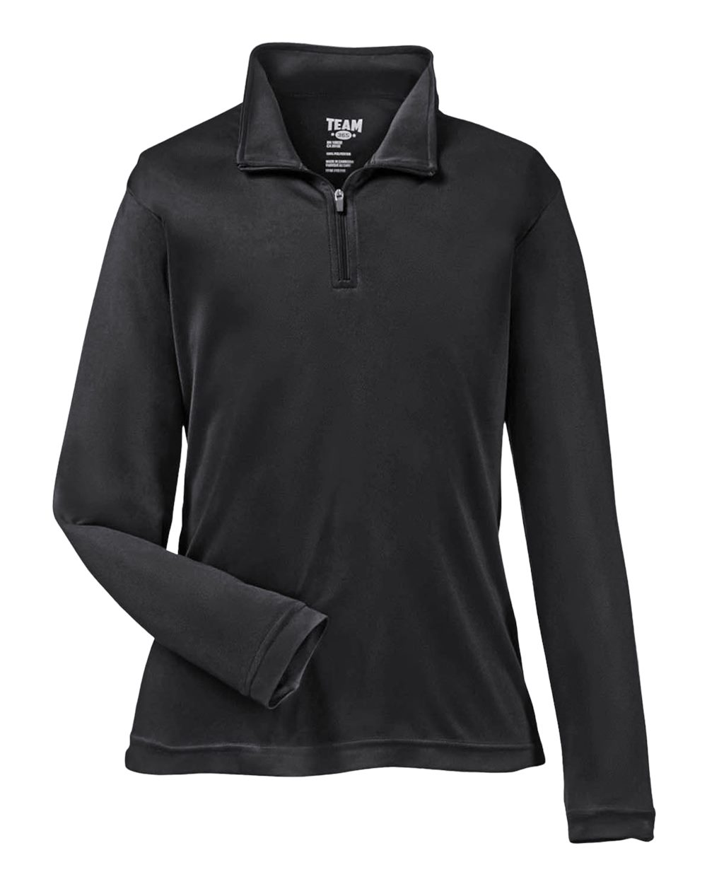 Front View of Black Youth Zone Performance Quarter-Zip Pullover - TT31Y