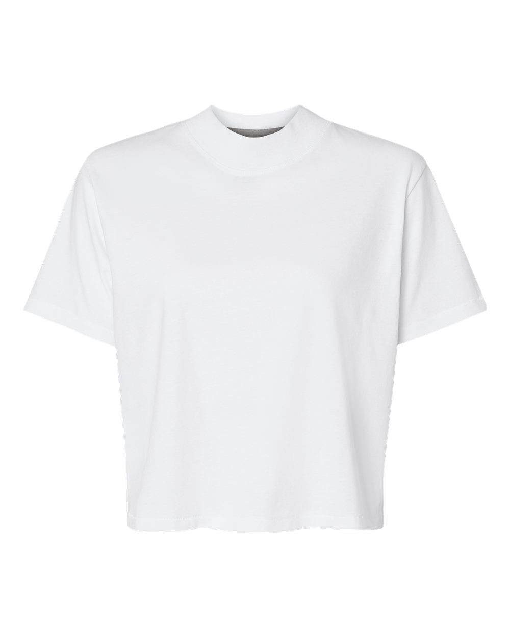 Front View of Blended White Women's Boxy Tee - 3518
