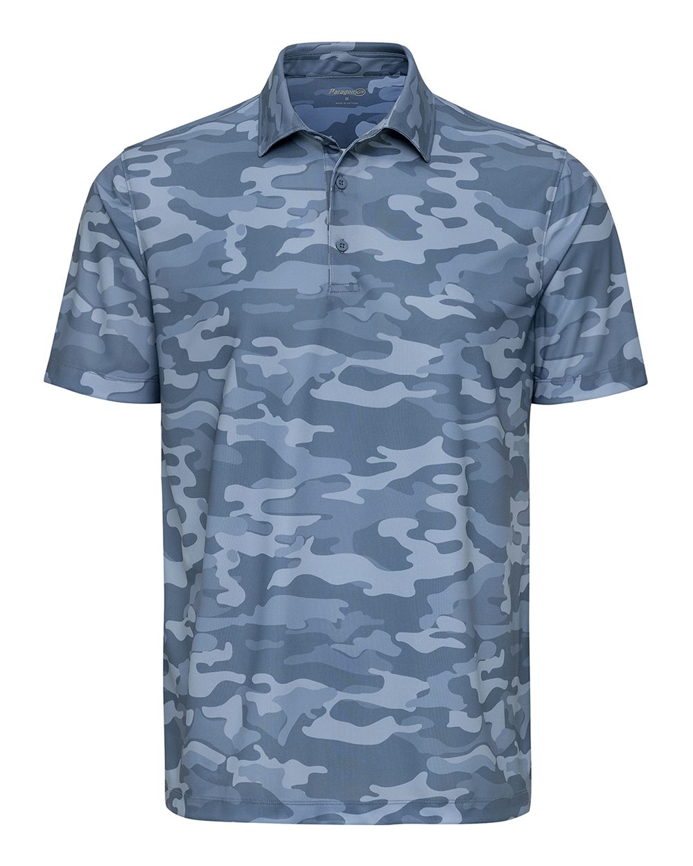 Front View of Blue Camo Newport Camo Polo - 170