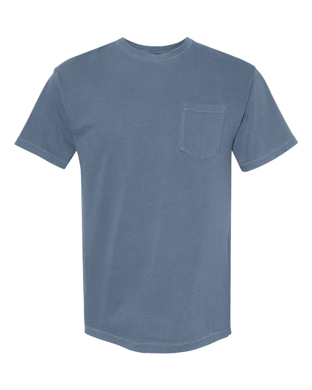 Front View of Blue Jean Garment-Dyed Heavyweight Pocket T-Shirt - 6030
