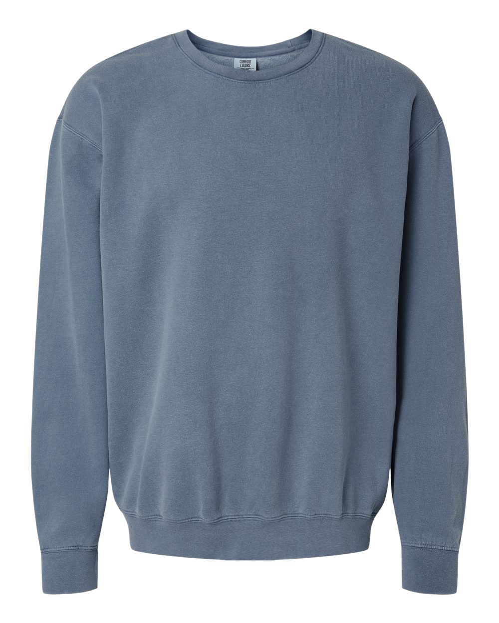 Front View of Blue Jean Garment-Dyed Lightweight Fleece Crewneck Sweatshirt - 1466