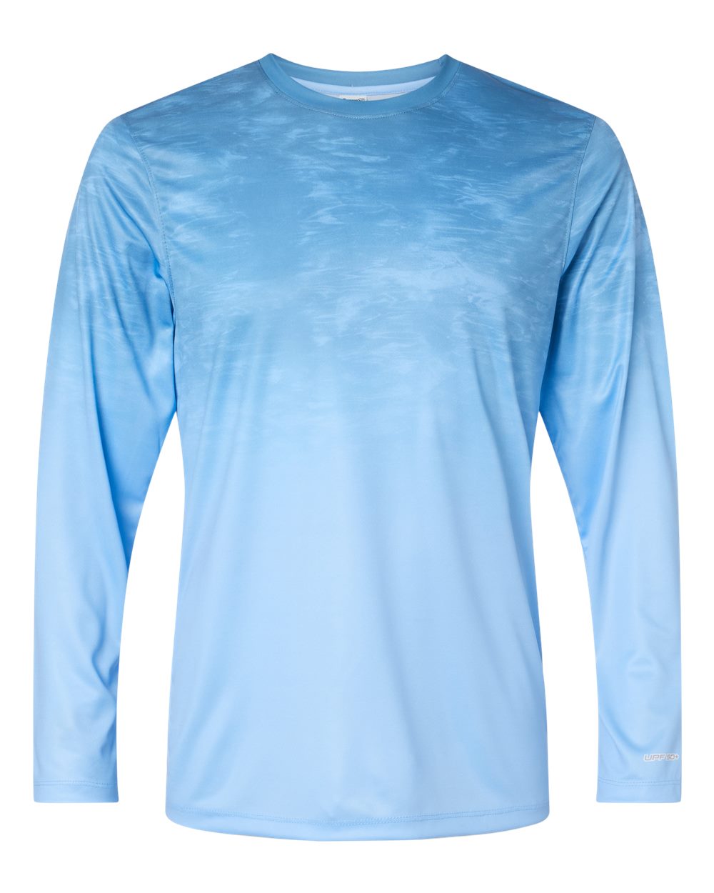 Front View of Blue Mist Fade Montauk Oceanic Fade Performance Long Sleeve T-Shirt - 229