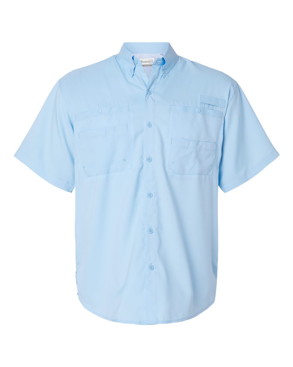 Front View of Blue Mist Hatteras Performance Short Sleeve Fishing Shirt - 700