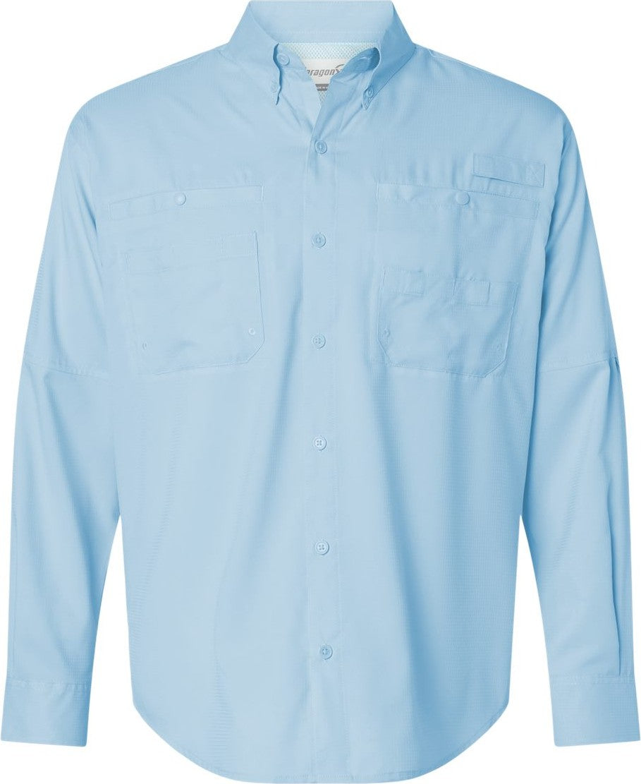 Front View of Blue Mist Kitty Hawk Performance Long Sleeve Fishing Shirt - 702