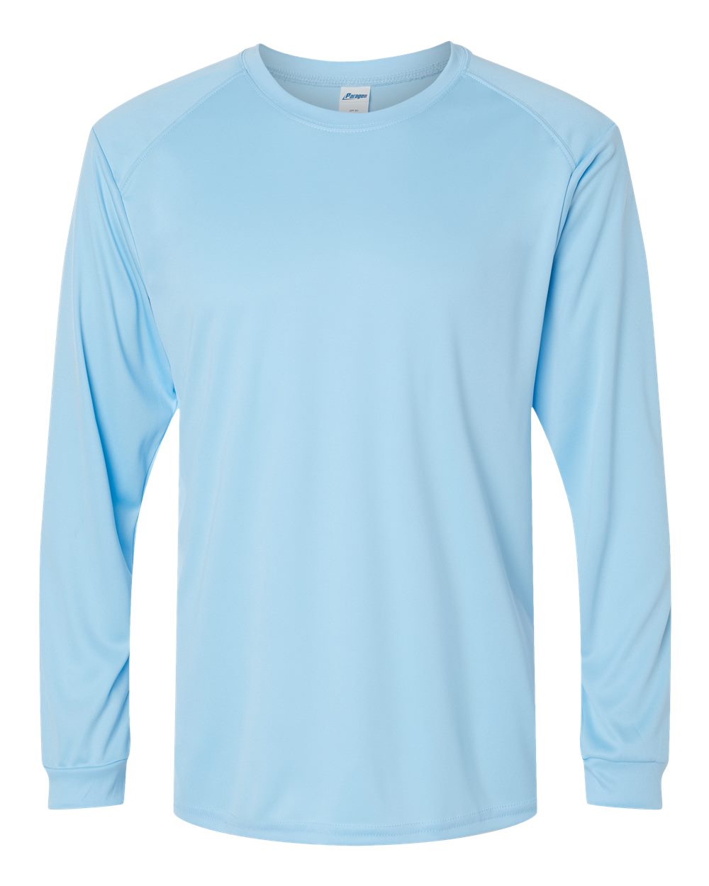Front View of Blue Mist Long Islander Performance Long Sleeve T-Shirt - 210