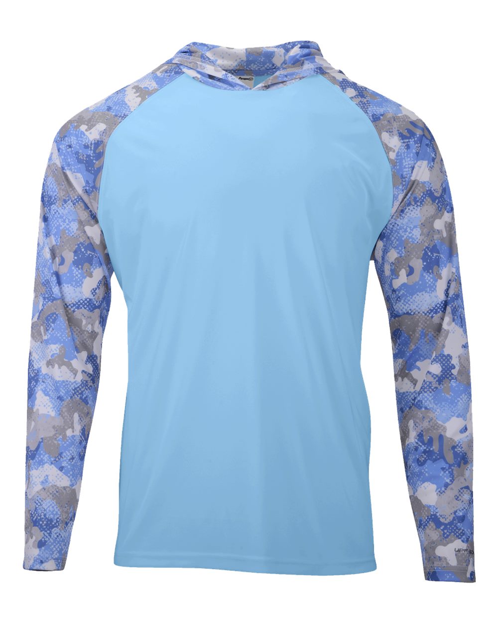Front View of Blue Mist Tortuga Extreme Performance Hooded T-Shirt - 240