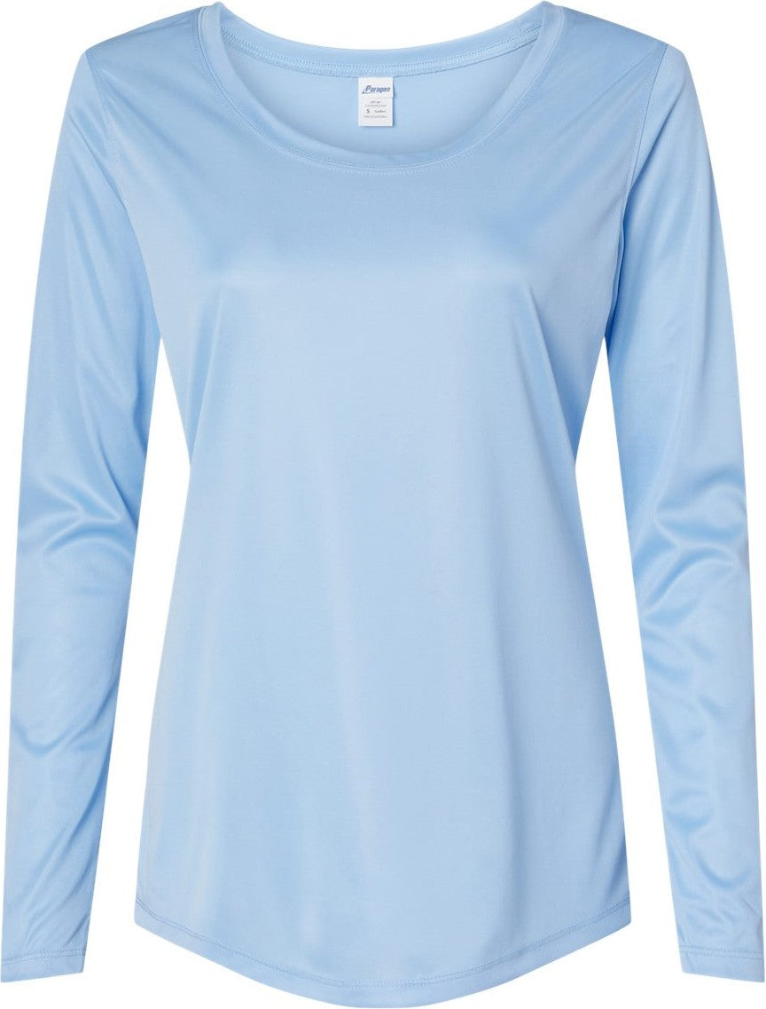 Front View of Blue Mist Women's Long Islander Performance Long Sleeve T-Shirt - 214