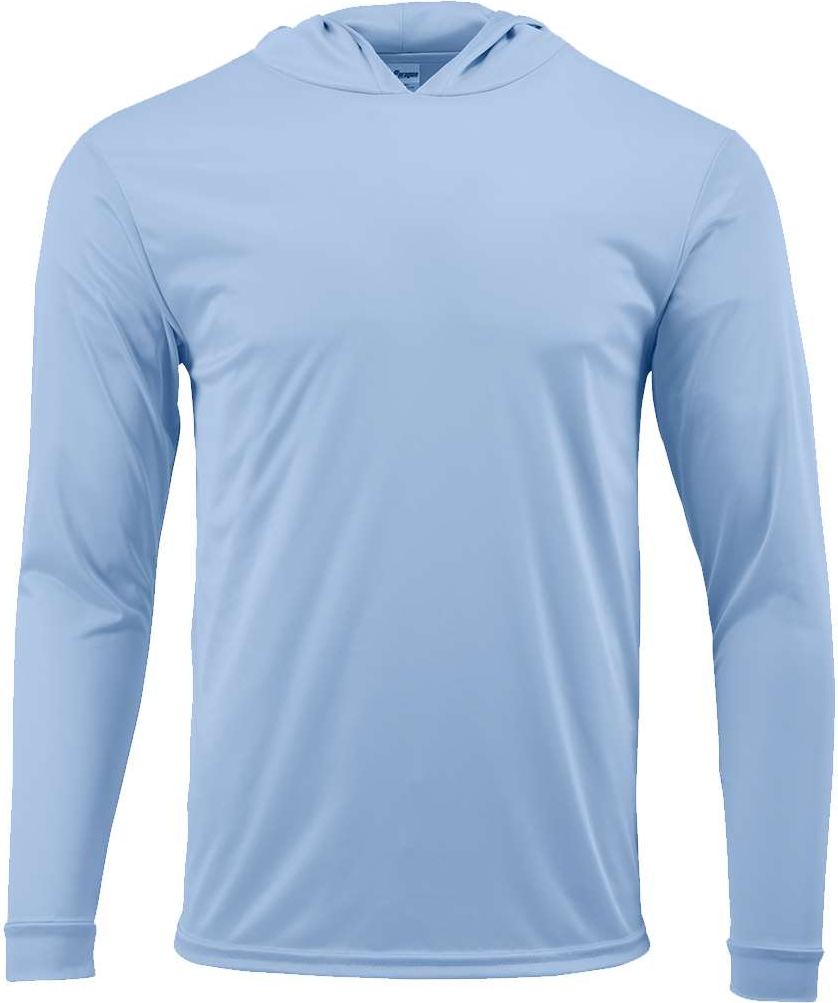 Front View of Blue Mist Youth Bahama Performance Hooded Long Sleeve T-Shirt - 221Y