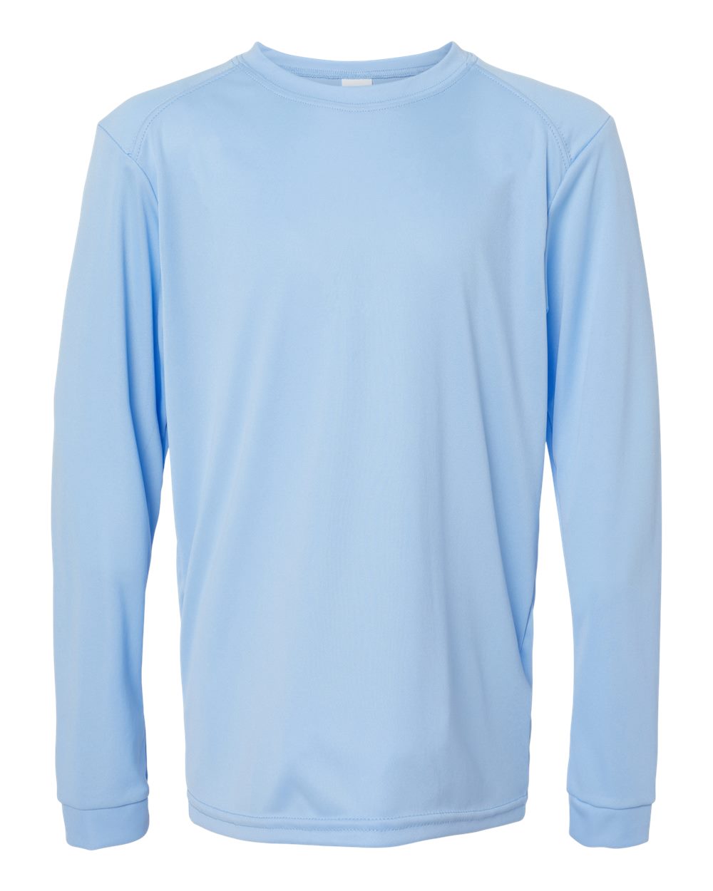 Front View of Blue Mist Youth Long Islander Performance Long Sleeve T-Shirt - 218Y