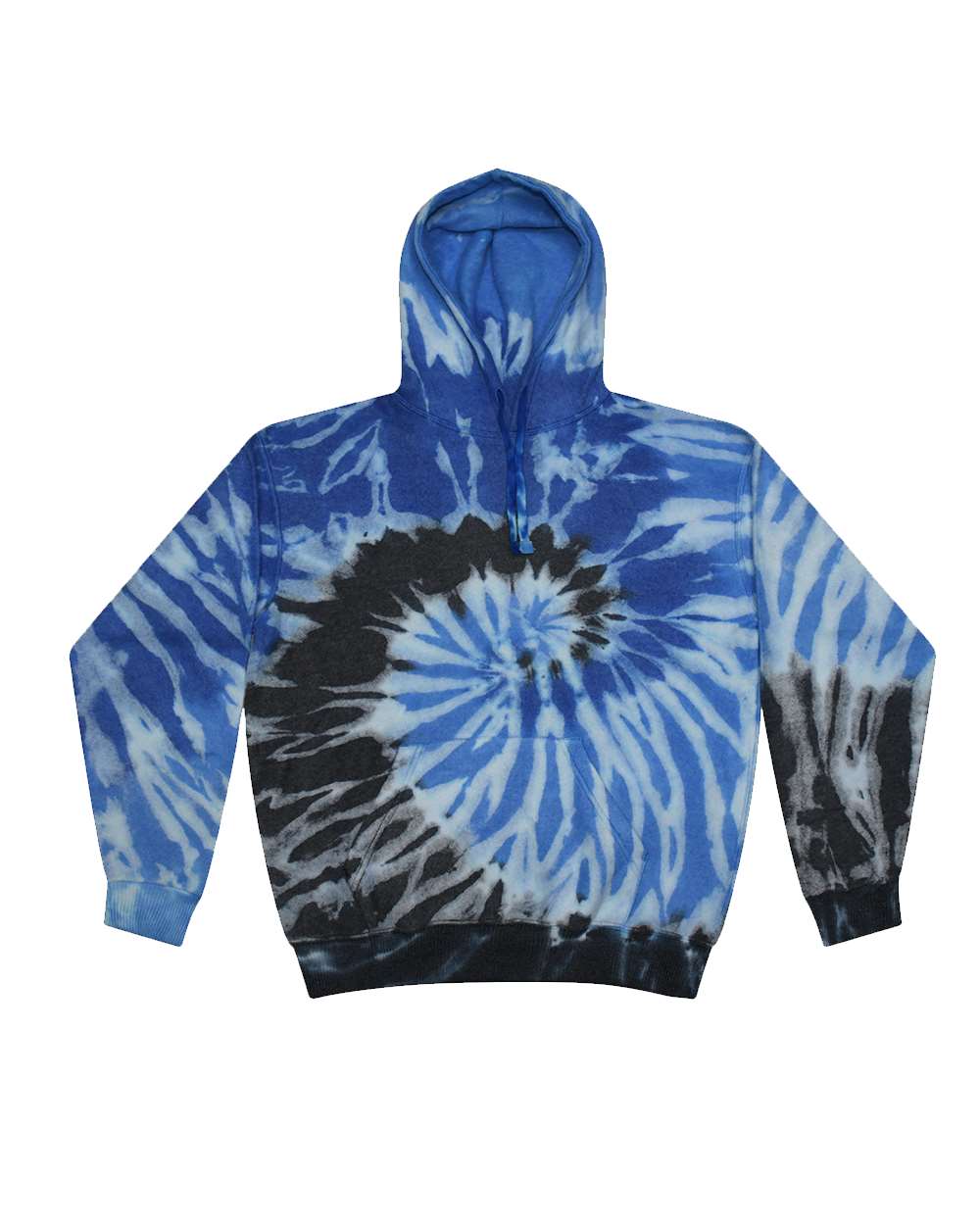 Front View of Blue Ocean Tie-Dyed Cloud Fleece Hooded Sweatshirt - 8600