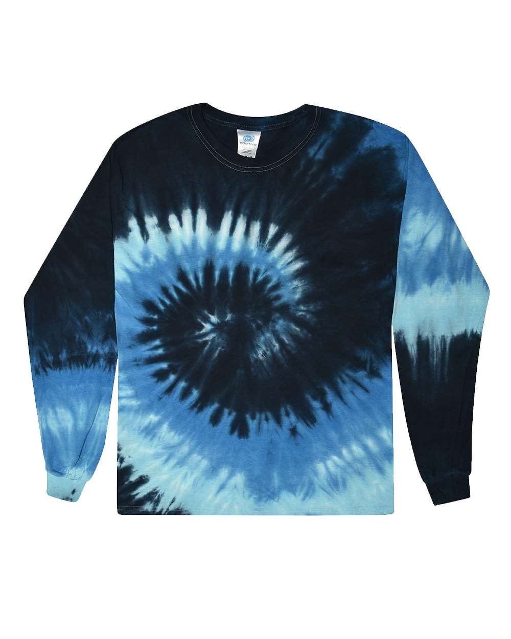 Front View of Blue Ocean Tie-Dyed Long Sleeve T-Shirt - 2000