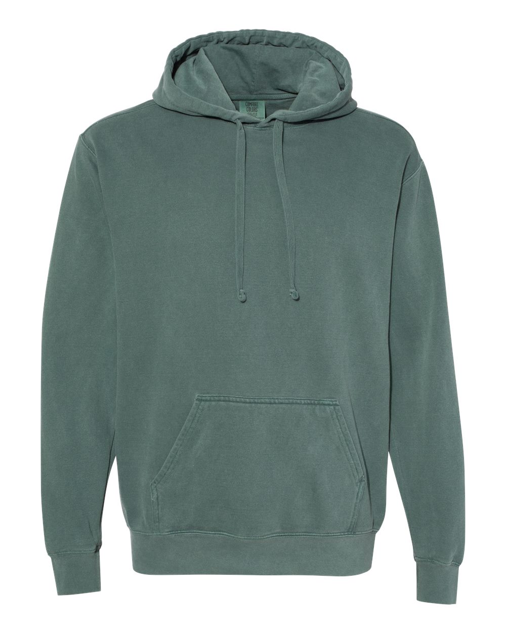 Front View of Blue Spruce Garment-Dyed Hooded Sweatshirt - 1567