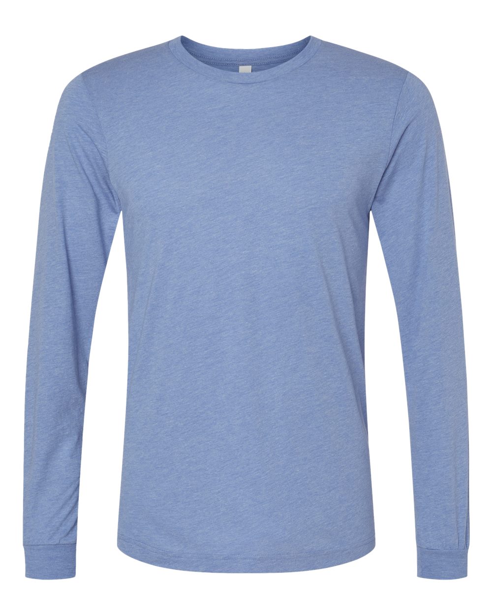 Front View of Blue Triblend Triblend Long Sleeve Tee - 3513