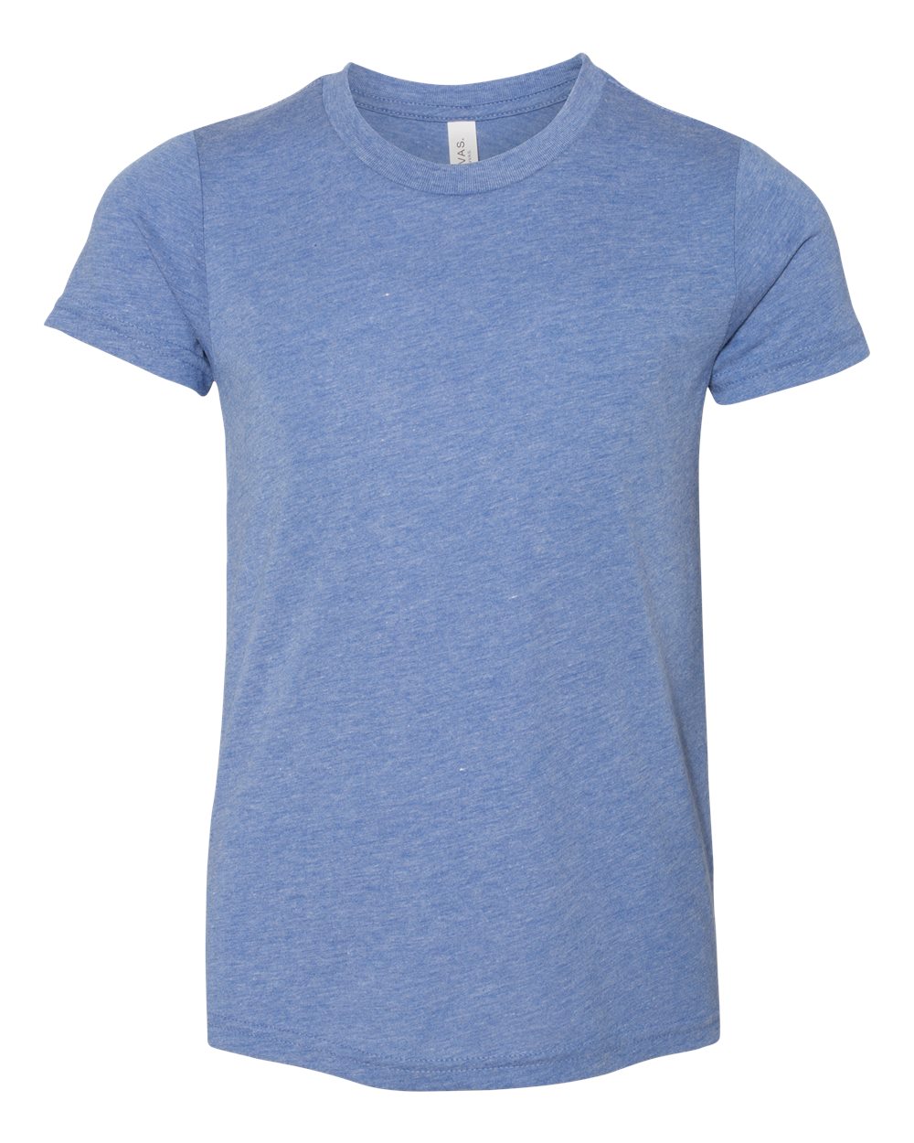 Front View of Blue Triblend Youth Triblend Tee - 3413Y