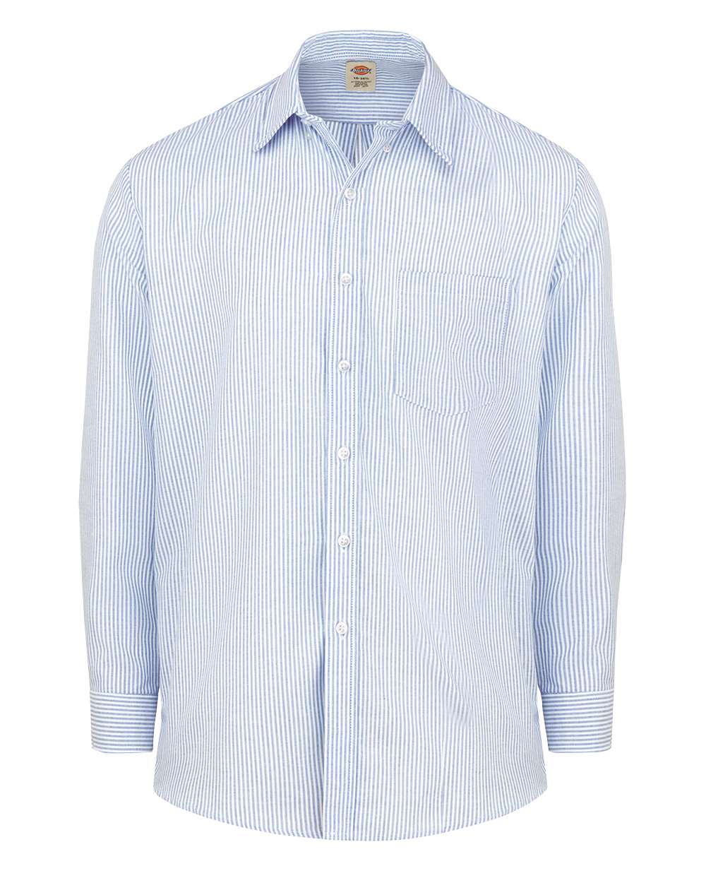 Front View of Blue/ White Stripe Long Sleeve Oxford Shirt - Tall Sizes - SSS36T