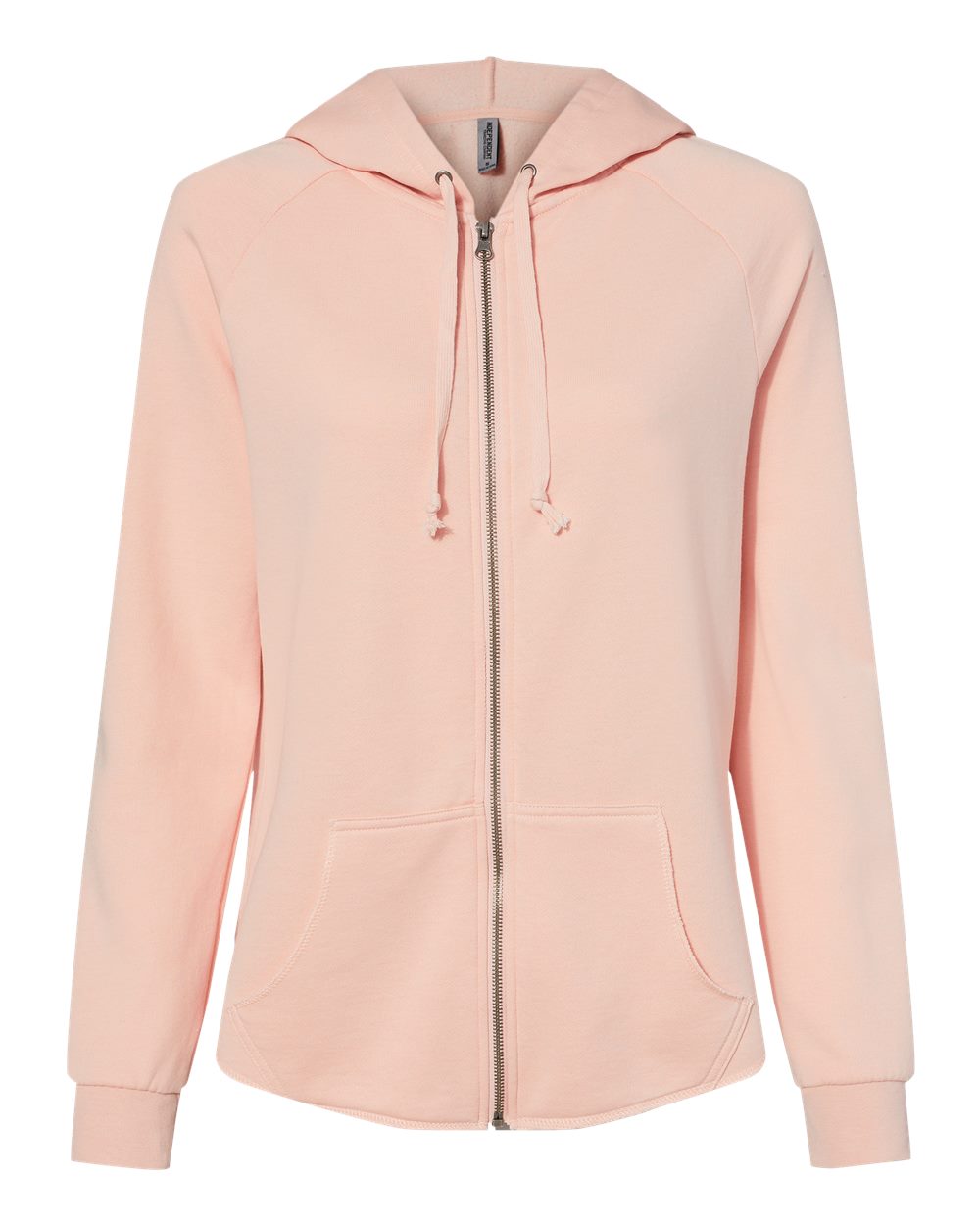 Front View of Blush Women's California Wave Wash Full-Zip Hooded Sweatshirt - PRM2500Z