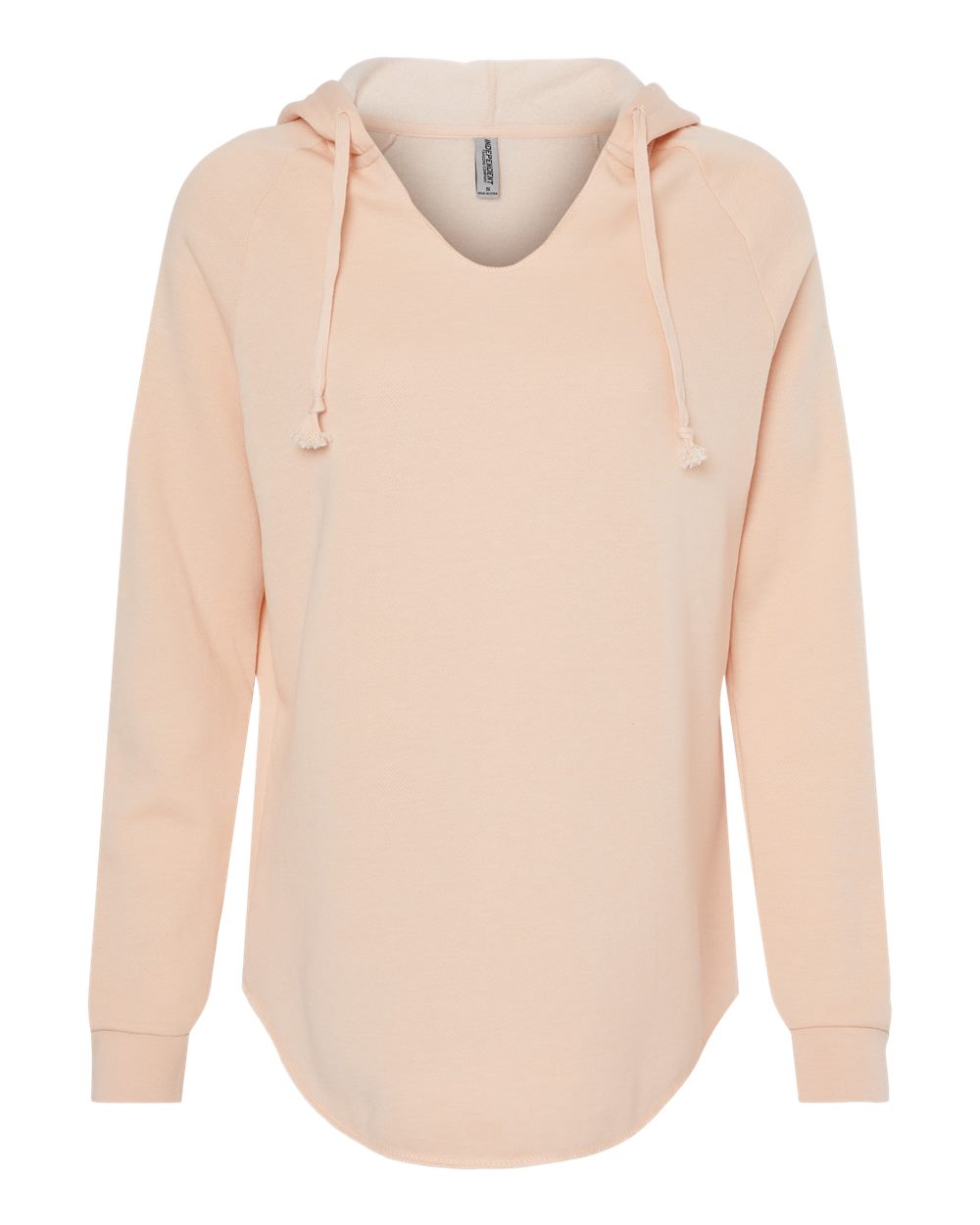 Front View of Blush Women’s Lightweight California Wave Wash Hooded Sweatshirt - PRM2500