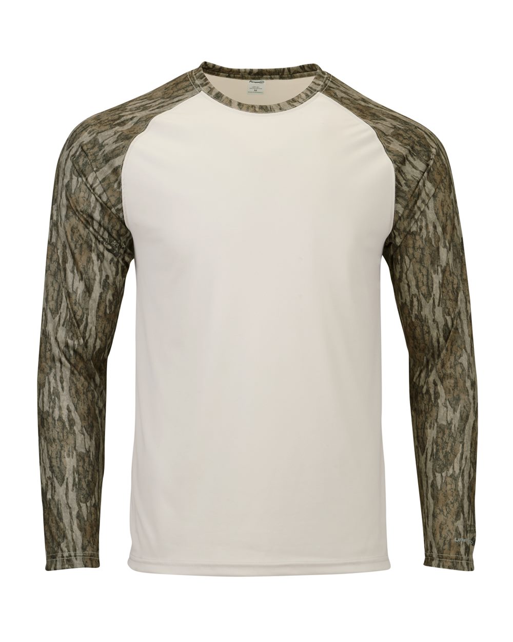 Front View of Bottomland Jackson Mossy Oak Colorblocked Long Sleeve T-Shirt - 236