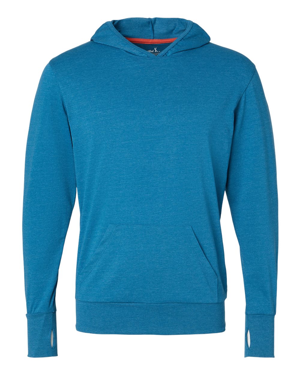Front View of Breaker Blue RecycledSoft™ Hooded Long Sleeve T-Shirt - 4022
