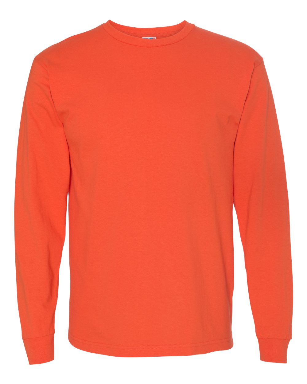 Front View of Bright Orange USA-Made Long Sleeve T-Shirt - 5060