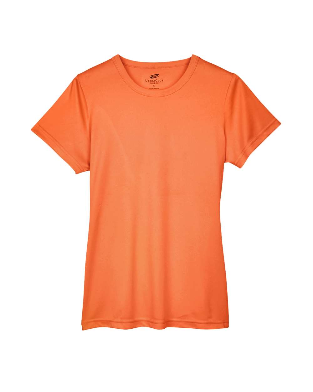 Front View of Bright Orange Women's Cool & Dry Sport Performance Interlock T-shirt - 8420L