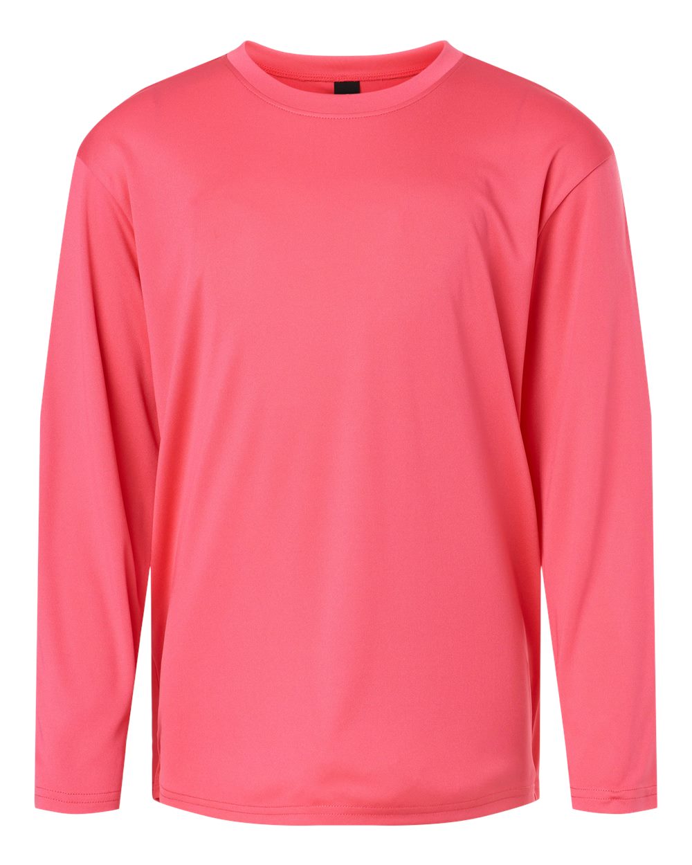 Front View of Bright Pink Pro-Lock Youth Performance Long Sleeve T-Shirt - 48400Y