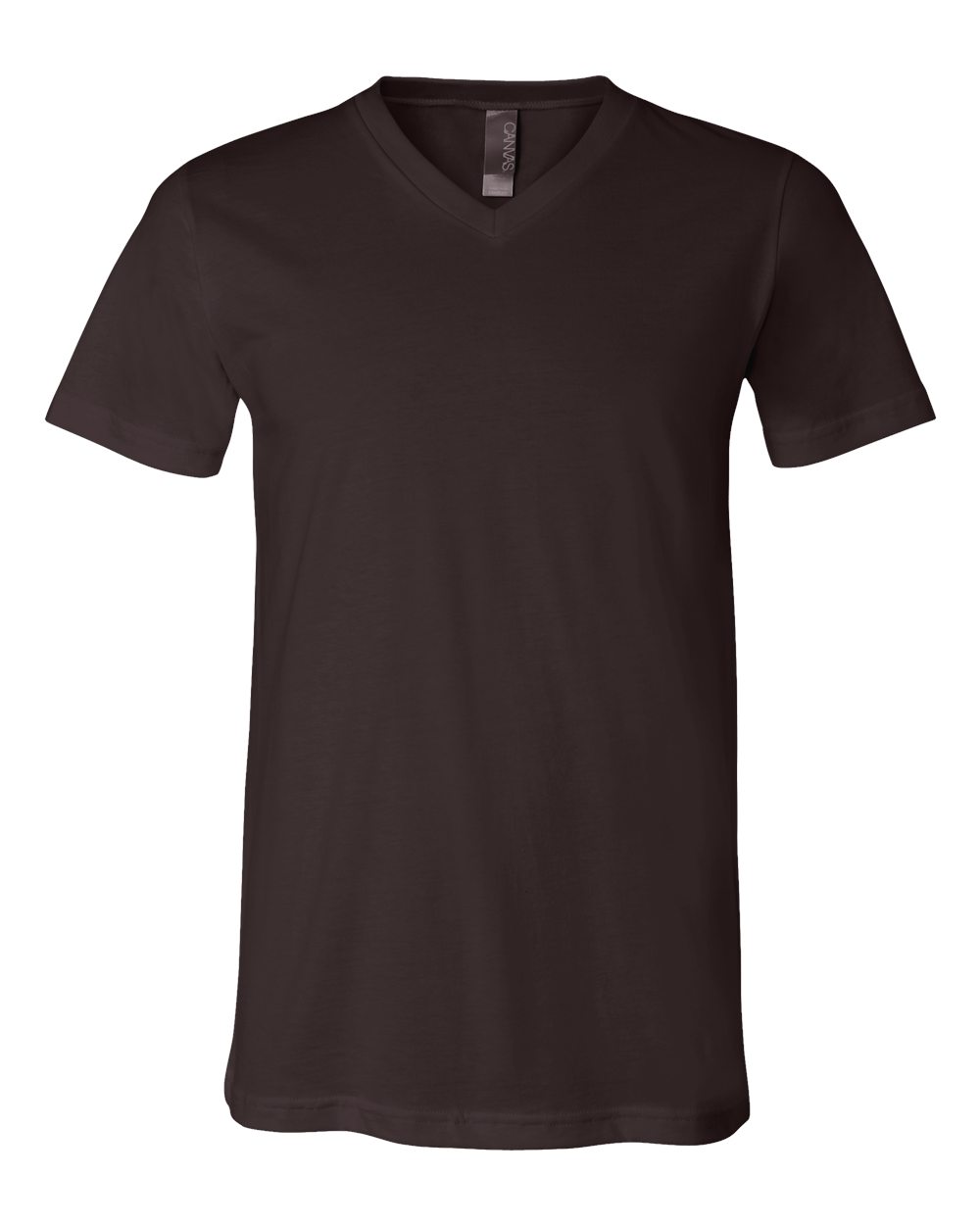 Front View of Brown Jersey V-Neck Tee - 3005